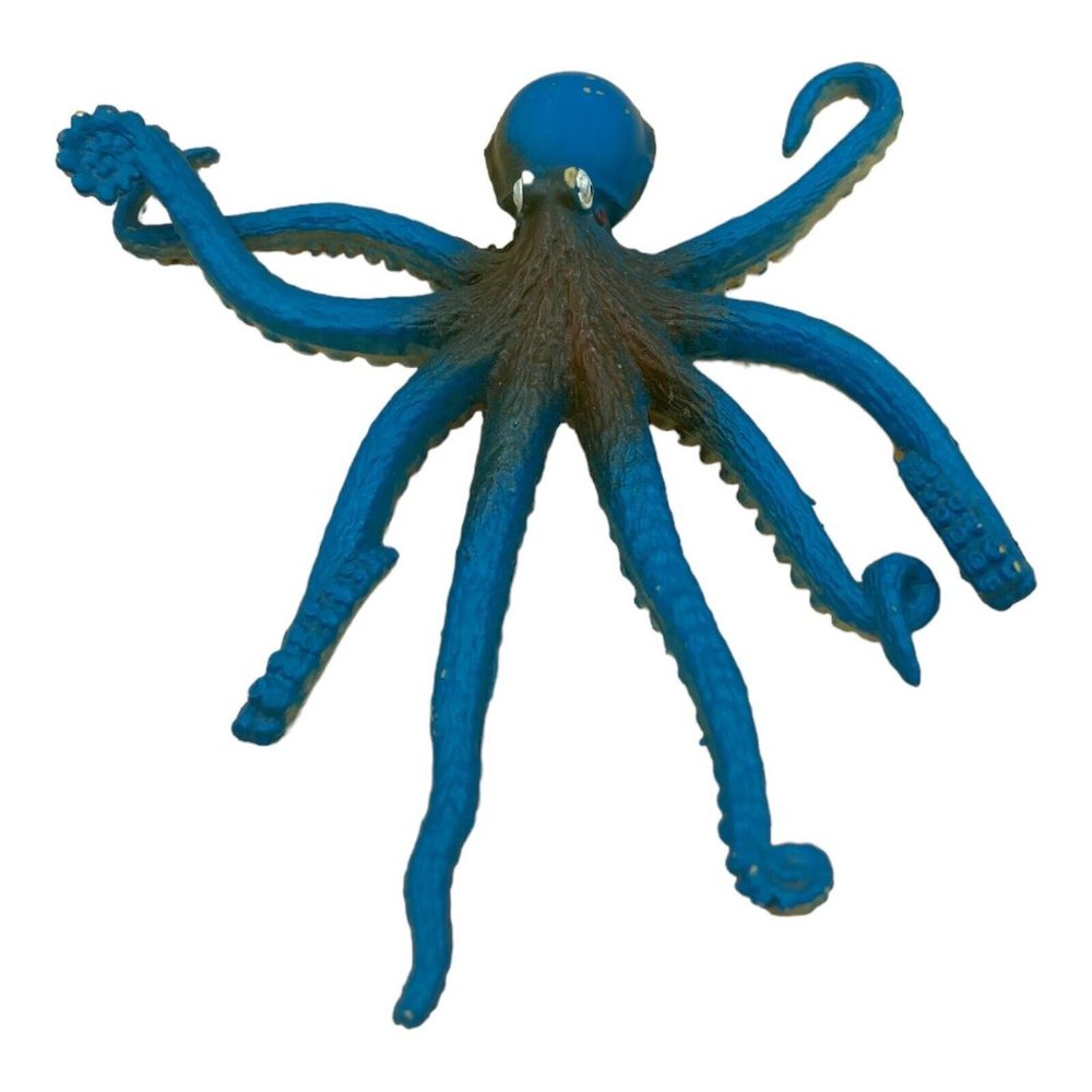 1995 Blue Octopus Realistic Toy Rubber 4.5” X 5” Long Tentacles